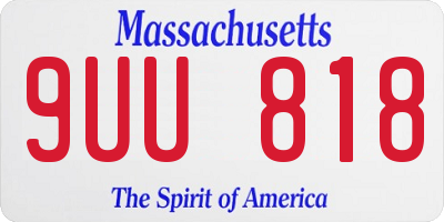 MA license plate 9UU818