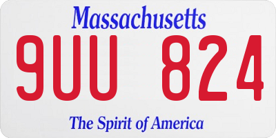 MA license plate 9UU824