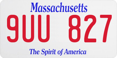 MA license plate 9UU827