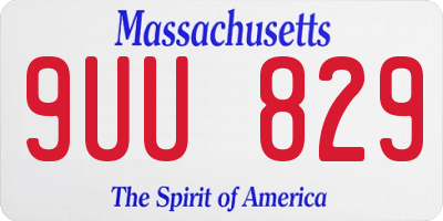 MA license plate 9UU829