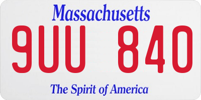 MA license plate 9UU840