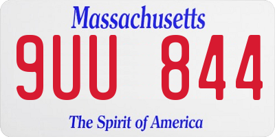MA license plate 9UU844