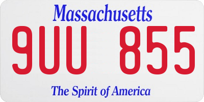 MA license plate 9UU855