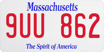 MA license plate 9UU862