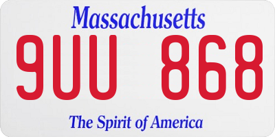 MA license plate 9UU868