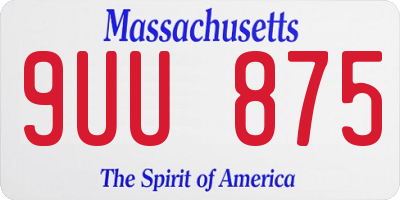 MA license plate 9UU875