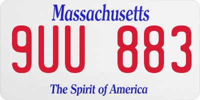 MA license plate 9UU883