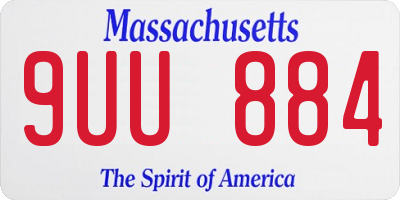 MA license plate 9UU884