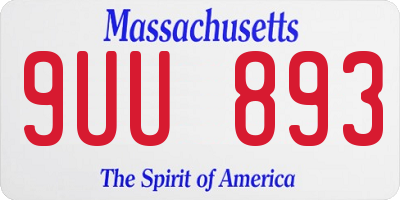 MA license plate 9UU893