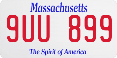 MA license plate 9UU899