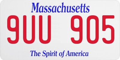 MA license plate 9UU905