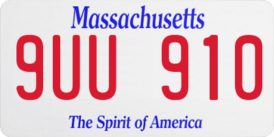 MA license plate 9UU910