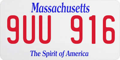 MA license plate 9UU916