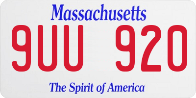MA license plate 9UU920