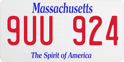 MA license plate 9UU924