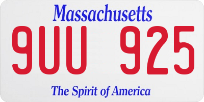 MA license plate 9UU925