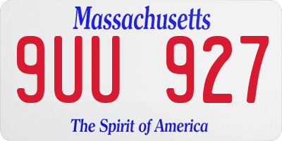 MA license plate 9UU927