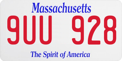 MA license plate 9UU928