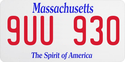MA license plate 9UU930