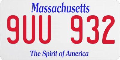 MA license plate 9UU932