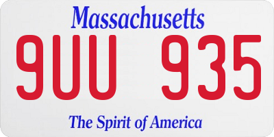 MA license plate 9UU935