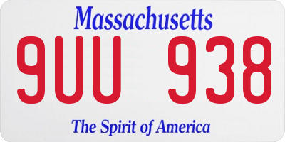 MA license plate 9UU938