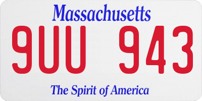 MA license plate 9UU943