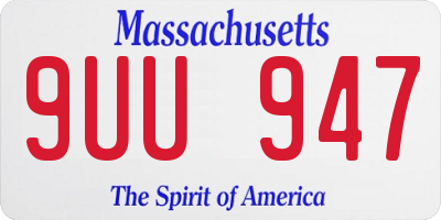 MA license plate 9UU947