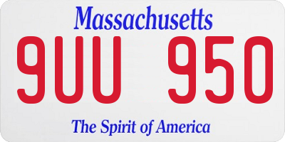 MA license plate 9UU950