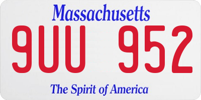 MA license plate 9UU952