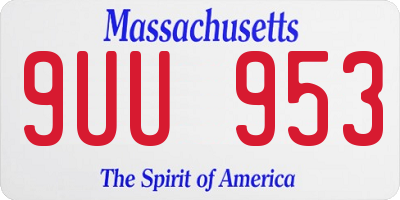 MA license plate 9UU953