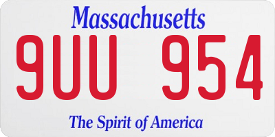 MA license plate 9UU954