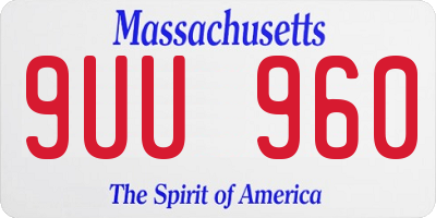 MA license plate 9UU960