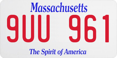 MA license plate 9UU961