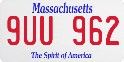 MA license plate 9UU962