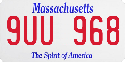 MA license plate 9UU968