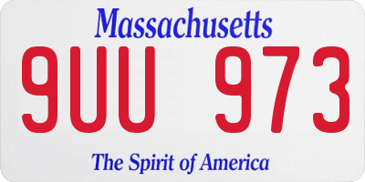 MA license plate 9UU973