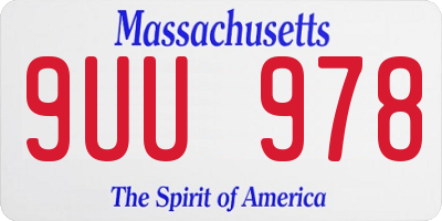 MA license plate 9UU978