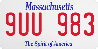 MA license plate 9UU983