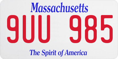 MA license plate 9UU985