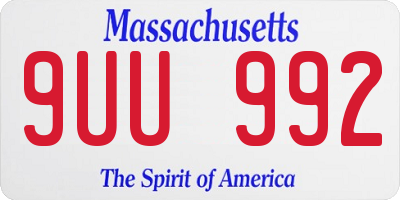 MA license plate 9UU992