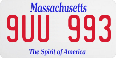 MA license plate 9UU993
