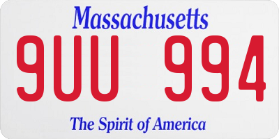 MA license plate 9UU994