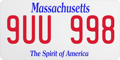 MA license plate 9UU998