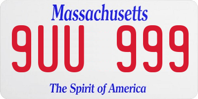 MA license plate 9UU999