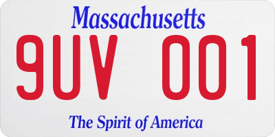 MA license plate 9UV001