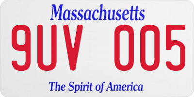 MA license plate 9UV005