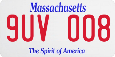 MA license plate 9UV008