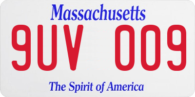 MA license plate 9UV009