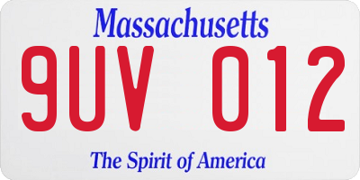 MA license plate 9UV012